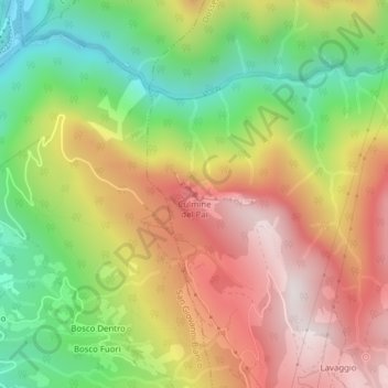 Topografische kaart Culmine del Pai, hoogte, reliëf