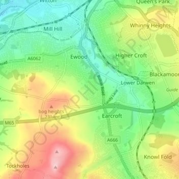 Topografische kaart Oakdale, hoogte, reliëf