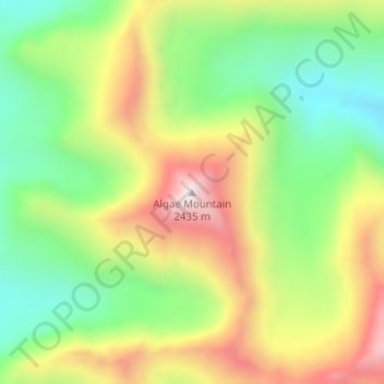 Topografische kaart Algae Mountain, hoogte, reliëf