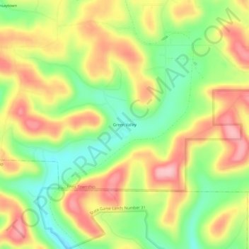 Topografische kaart Green Valley, hoogte, reliëf