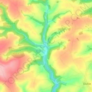 Topografische kaart Herodsfoot, hoogte, reliëf