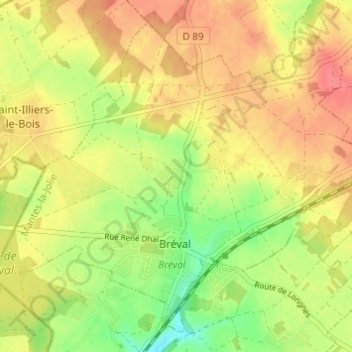 Topografische kaart Le Hamel, hoogte, reliëf