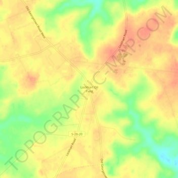 Topografische kaart Lockhart Oil Field, hoogte, reliëf