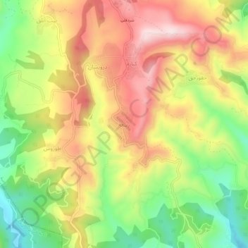 Topografische kaart Rabi'a, hoogte, reliëf
