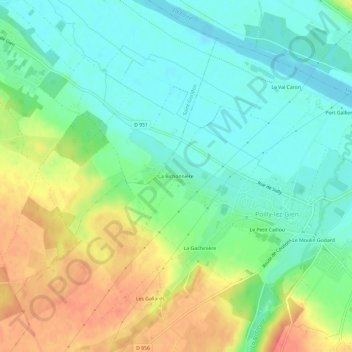 Topografische kaart La Bichonnière, hoogte, reliëf