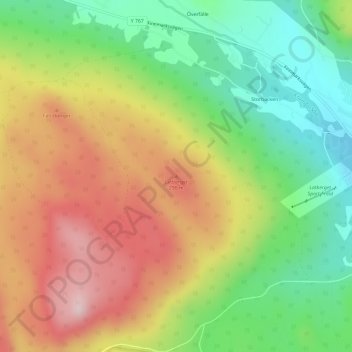 Topografische kaart Latberget, hoogte, reliëf