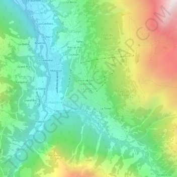 Topografische kaart La Forclaz, hoogte, reliëf
