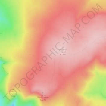 Topografische kaart Wain Stones, hoogte, reliëf