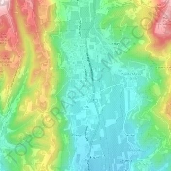 Topografische kaart Quinto, hoogte, reliëf