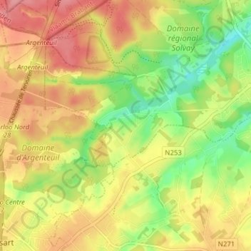 Topografische kaart Gaillemarde, hoogte, reliëf
