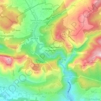 Topografische kaart Basse Venette, hoogte, reliëf
