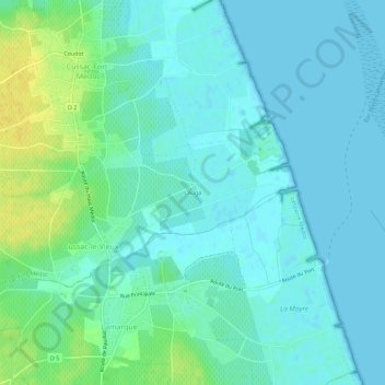 Topografische kaart L'Augà, hoogte, reliëf