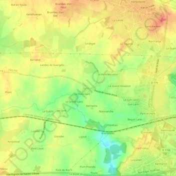Topografische kaart Béléan, hoogte, reliëf