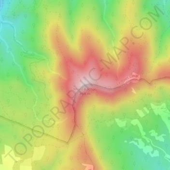 Topografische kaart Mont Rachas, hoogte, reliëf