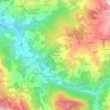 Topografische kaart Cà Chiodino, hoogte, reliëf