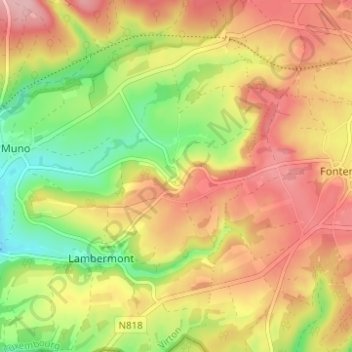 Topografische kaart Watrinsart, hoogte, reliëf