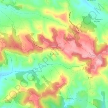 Topografische kaart En Pons, hoogte, reliëf