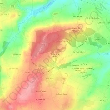 Topografische kaart Tertre de la Motte, hoogte, reliëf