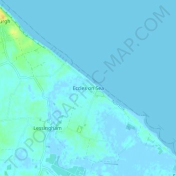 Topografische kaart Eccles on Sea, hoogte, reliëf