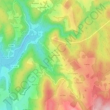 Topografische kaart Le Madegal, hoogte, reliëf
