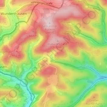 Topografische kaart Dachsloch, hoogte, reliëf