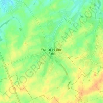 Topografische kaart Walhain-Saint-Paul, hoogte, reliëf