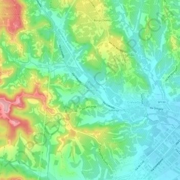 Topografische kaart Crevada, hoogte, reliëf