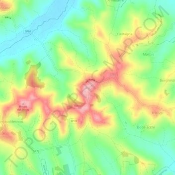 Topografische kaart Lu, hoogte, reliëf
