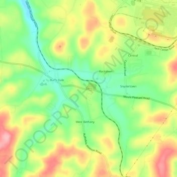 Topografische kaart Tarrs, hoogte, reliëf