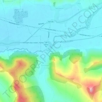 Topografische kaart Cinta, hoogte, reliëf