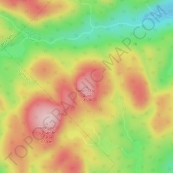 Topografische kaart Mont Tête-Dure, hoogte, reliëf
