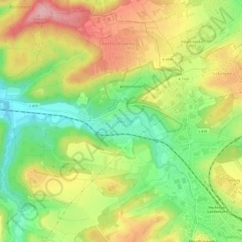 Topografische kaart Stein, hoogte, reliëf