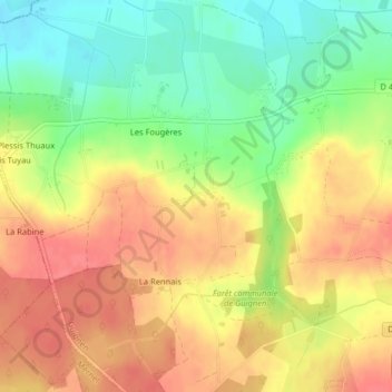 Topografische kaart La Cofarie, hoogte, reliëf