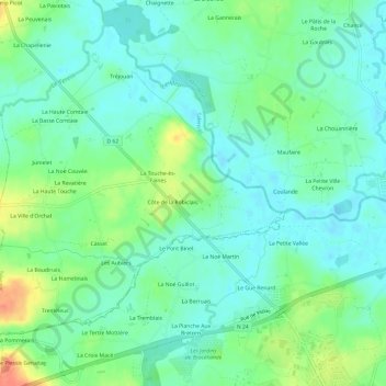 Topografische kaart La Champagne, hoogte, reliëf