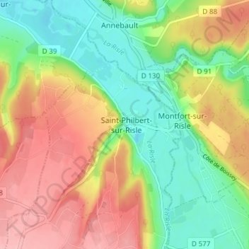 Topografische kaart Le Village, hoogte, reliëf