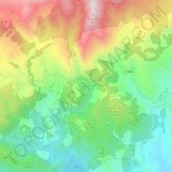 Topografische kaart Jorox, hoogte, reliëf