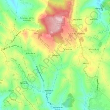 Topografische kaart Alcareia, hoogte, reliëf