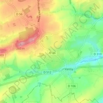 Topografische kaart La Croix Verte, hoogte, reliëf