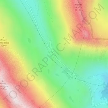 Topografische kaart Passo Foscagno, hoogte, reliëf