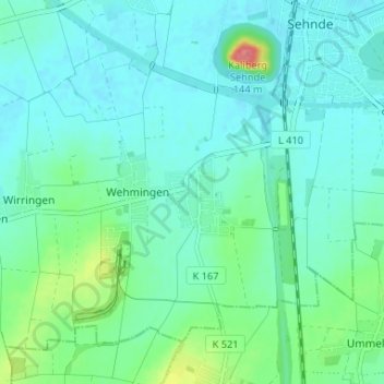 Topografische kaart Bolzum, hoogte, reliëf