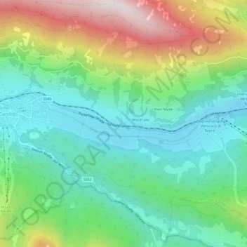 Topografische kaart Tischler, hoogte, reliëf