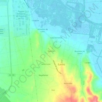 Topografische kaart Boavista, hoogte, reliëf