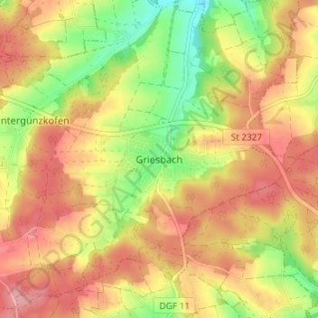 Topografische kaart Griesbach, hoogte, reliëf