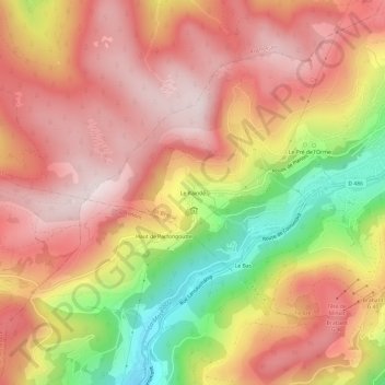 Topografische kaart Le Raindé, hoogte, reliëf