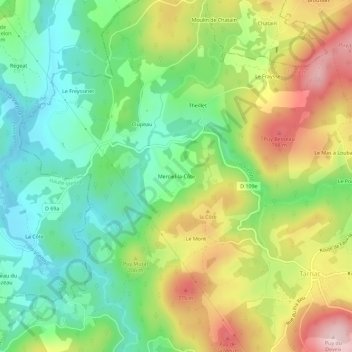 Topografische kaart Merciel-la-Côte, hoogte, reliëf