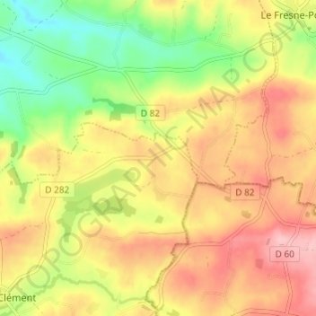 Topografische kaart Moutons, hoogte, reliëf