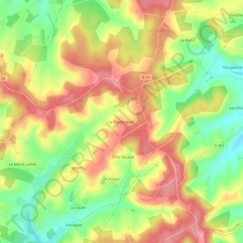 Topografische kaart la Pouillargues, hoogte, reliëf
