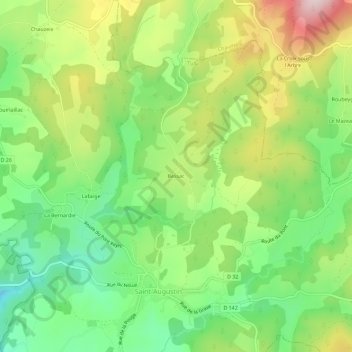 Topografische kaart Bessac, hoogte, reliëf
