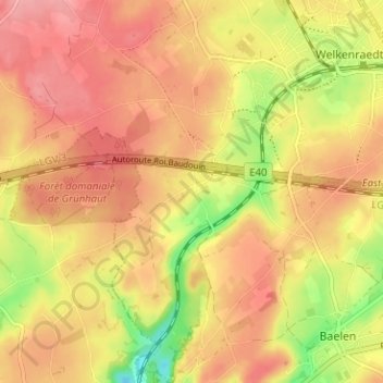 Topografische kaart Meuschemen, hoogte, reliëf
