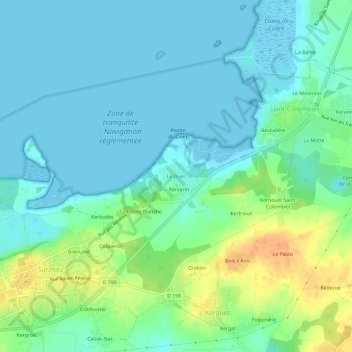 Topografische kaart Le Duer, hoogte, reliëf